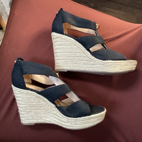 Michael Kors Black Etta Linen Blend Wedge Sandal New without tag Size 7 - Picture 11 of 13